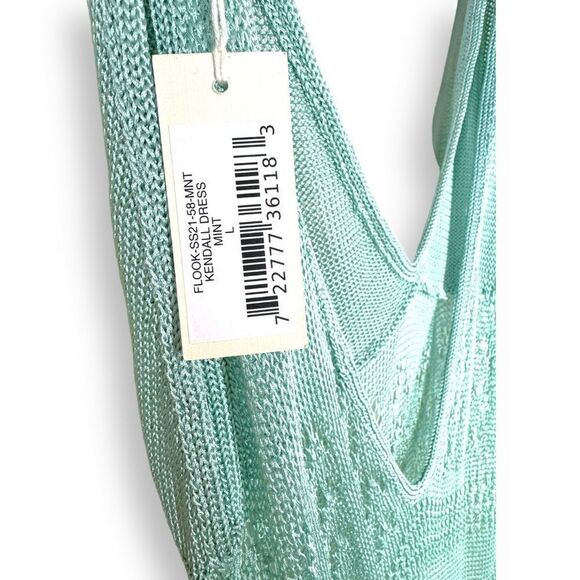 REVOLVE Flook The Label Kendall Dress in Mint Crochet Sheer Low Back Maxi NWT L - Picture 7 of 9